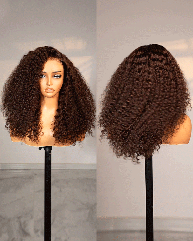 Arabella 13x6 Three-Go™ Chocolate Brown Glueless Wig Water Wave With Drawstring 100% Human Hair Wig