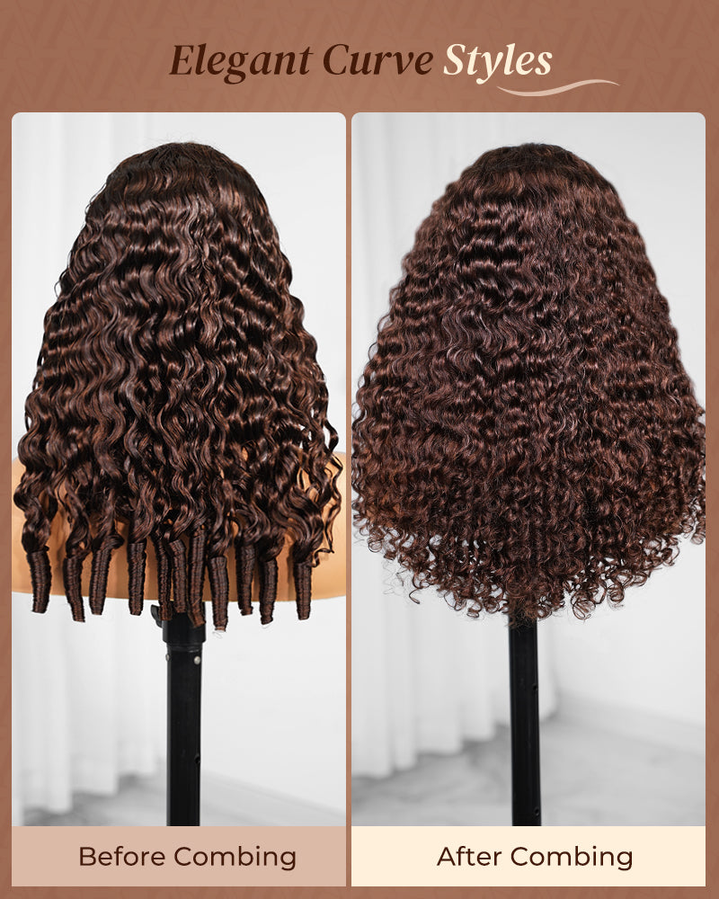 Chocolate Brown Water Wave Wig
