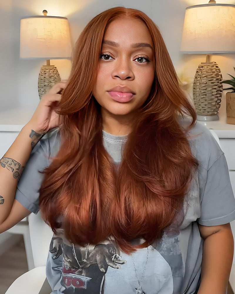 Arabella 13x6 Three-Go™ Dark Copper Ginger Glueless Wig Loose Body Wave With Drawstring 100% Human Hair Wig