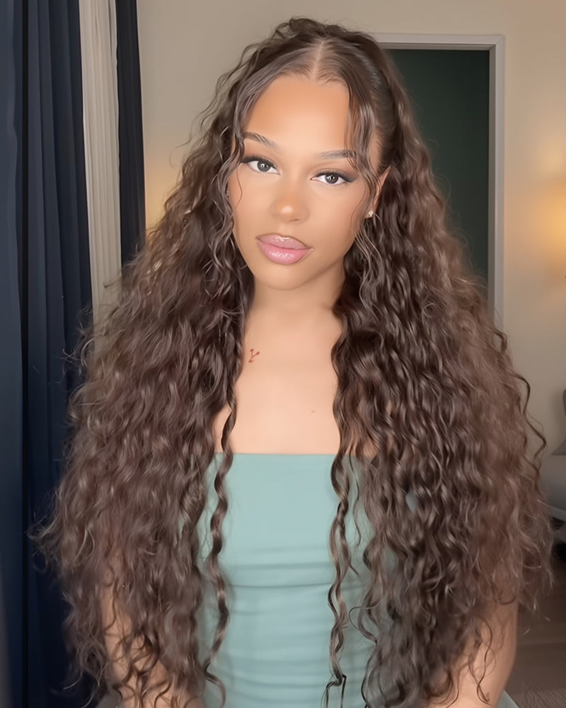 Value Set | Arabella 13x6 Three-Go™ Glueless Wig Water Wave With Drawstring Natural Black 100% Human Hair Wig