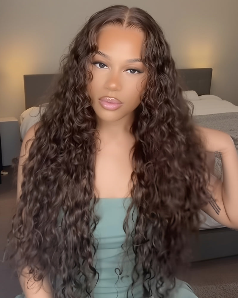 Value Set | Arabella 13x6 Three-Go™ Glueless Wig Water Wave With Drawstring Natural Black 100% Human Hair Wig