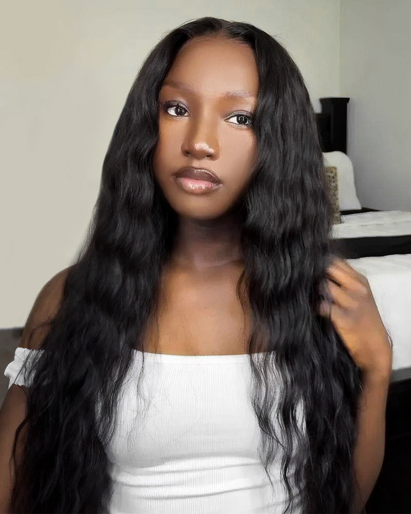 Pure-Luxe™ Soft Curls Natural Black Easy Wear Glueless 13x6 Ultra-Dense Human Hair Wig Pre-Cut Lace