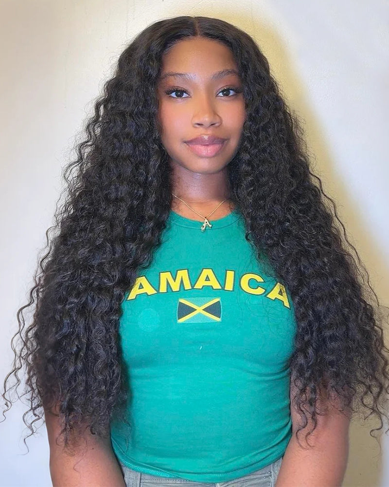 Value Set | Arabella 13x6 Three-Go™ Glueless Wig Water Wave With Drawstring Natural Black 100% Human Hair Wig