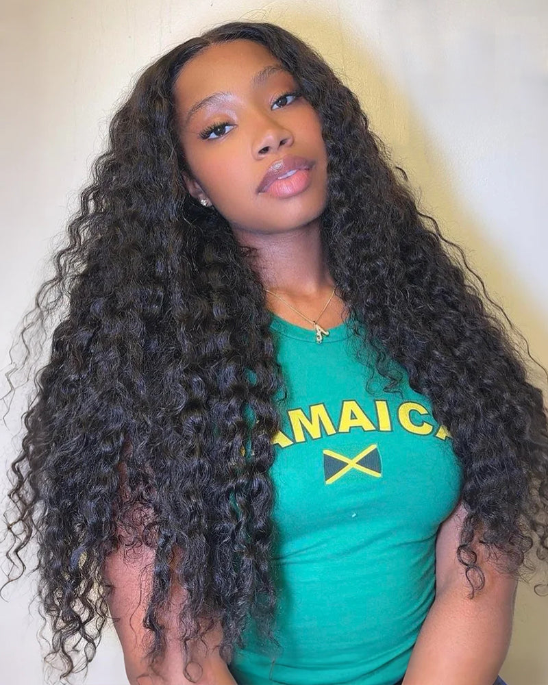 Arabella 13x6 Three-Go™ Glueless Wig Water Wave With Drawstring Natural Black 100% Human Hair Wig