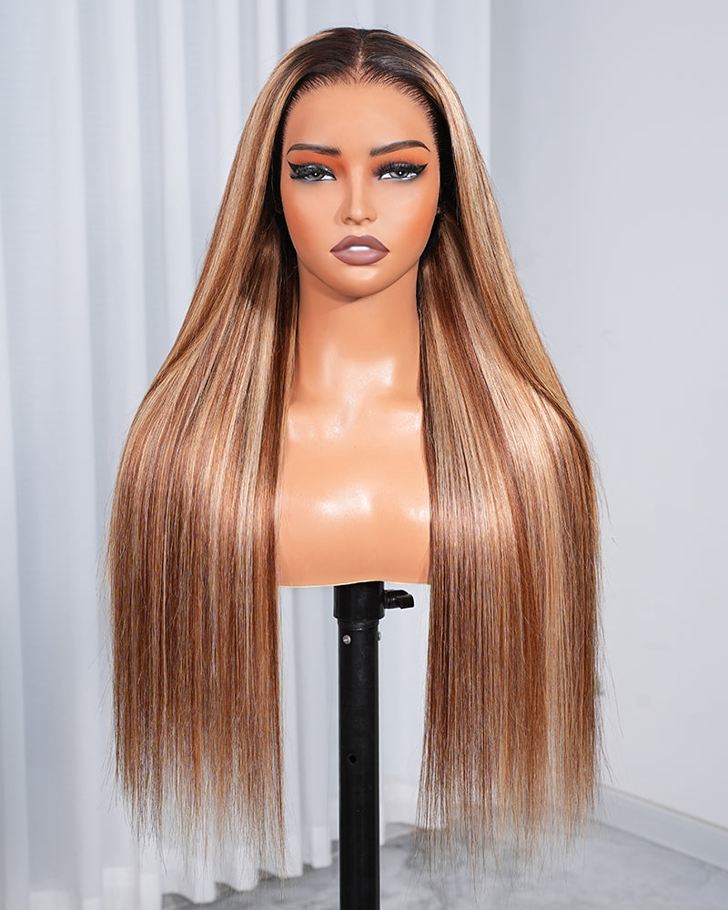 Arabella 13x6 Three-Go™ Ombre Highlight Honey Blonde Glueless Wig Silky Straight With Drawstring 100% Human Hair Wig