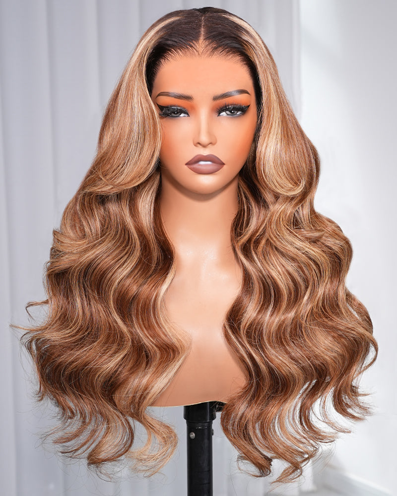 Arabella 13x6 Three-Go™ Ombre Highlight Honey Blonde Glueless Wig Body Wave With Drawstring 100% Human Hair Wig