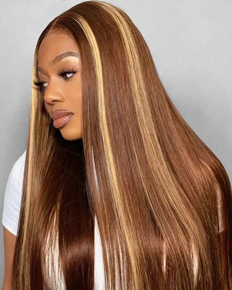Arabella 13x6 Three-Go™ Ombre Highlight Honey Blonde Glueless Wig Silky Straight With Drawstring 100% Human Hair Wig