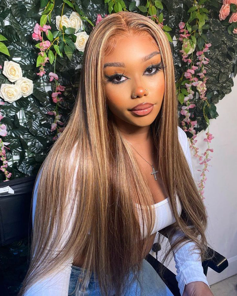 Arabella 13x6 Three-Go™ Ombre Highlight Honey Blonde Glueless Wig Silky Straight With Drawstring 100% Human Hair Wig