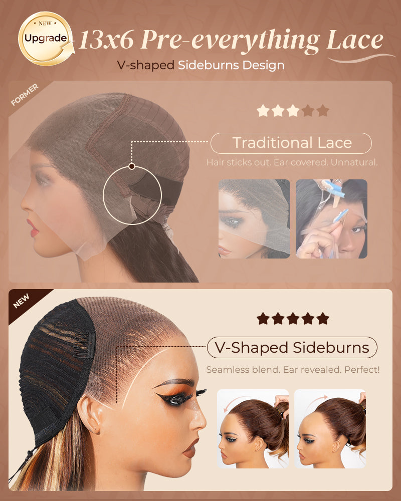 Arabella 13x6 Three-Go™ Ombre Highlight Honey Blonde Glueless Wig Silky Straight With Drawstring 100% Human Hair Wig