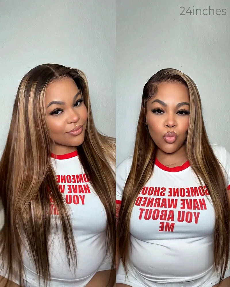 【VIP Offer】Arabella 13x6 Three-Go™ Ombre Highlight Honey Blonde Glueless Wig Silky Straight With Drawstring 100% Human Hair Wig