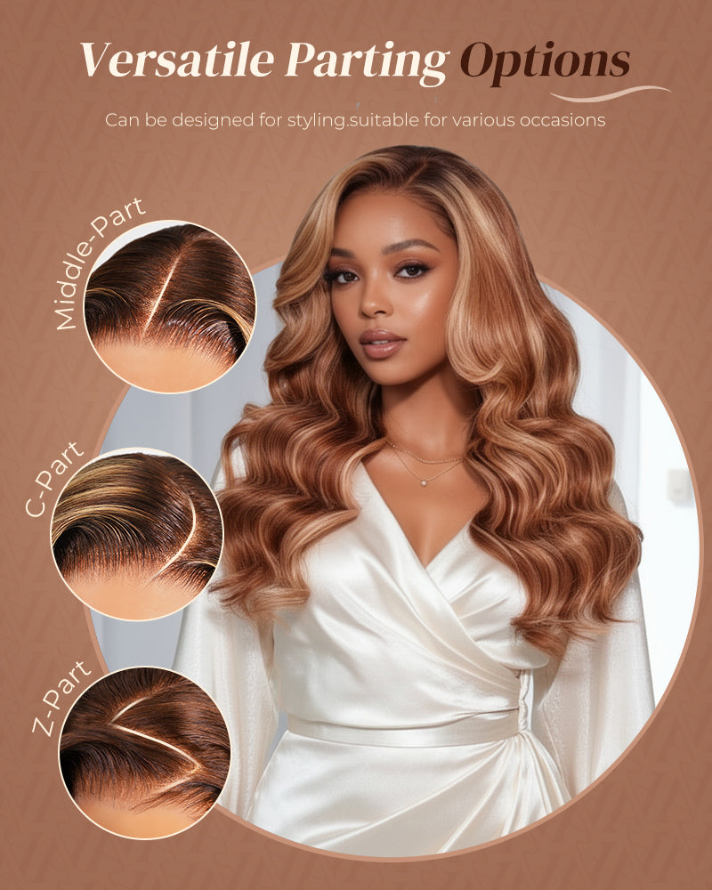 Arabella 13x6 Three-Go™ Ombre Highlight Honey Blonde Glueless Wig Body Wave With Drawstring 100% Human Hair Wig