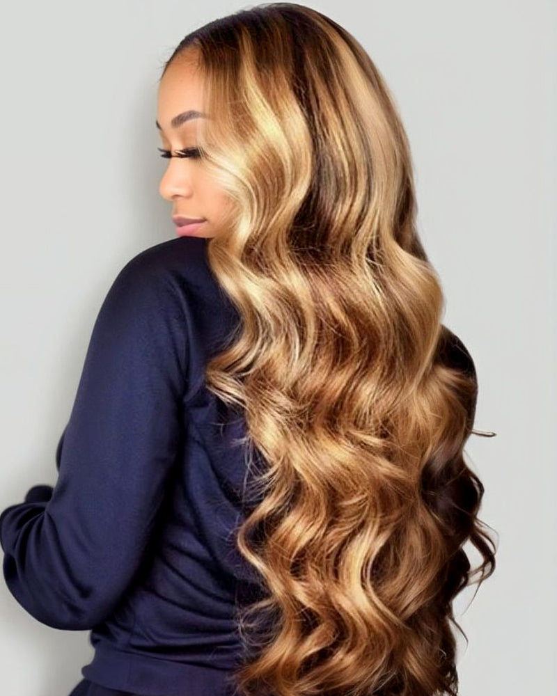 Arabella 13x6 Three-Go™ Ombre Highlight Honey Blonde Glueless Wig Body Wave With Drawstring 100% Human Hair Wig