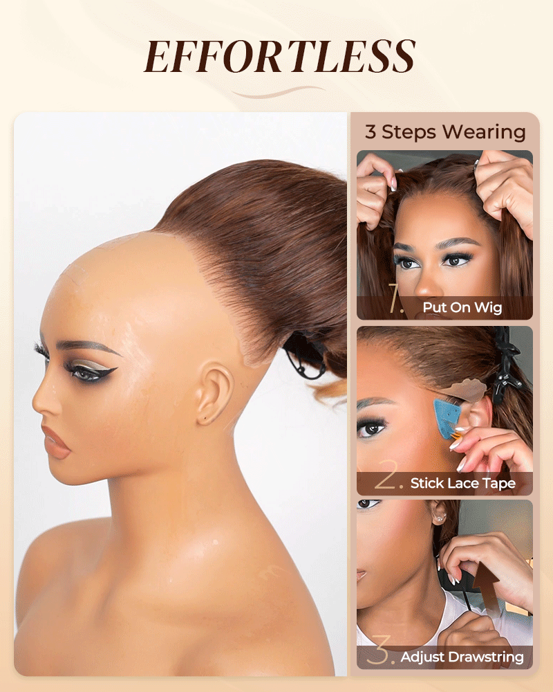 Arabella 13x6 Three-Go™ 250% Density Chocolate Brown Glueless Wig Straight Bob Wig With Drawstring