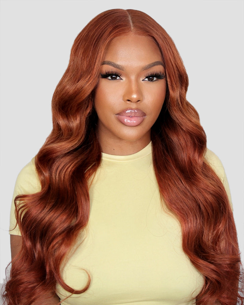 Arabella 13x6 Three-Go™ Dark Copper Ginger Glueless Wig Loose Body Wave With Drawstring 100% Human Hair Wig