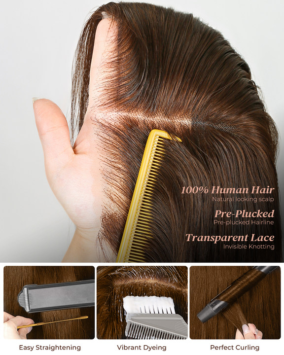 Arabella 6x5/13x6 Glueless Wig Brown Ombre Highlights Loose Body Wave Wig Pre-cut Lace Beginner Friendly