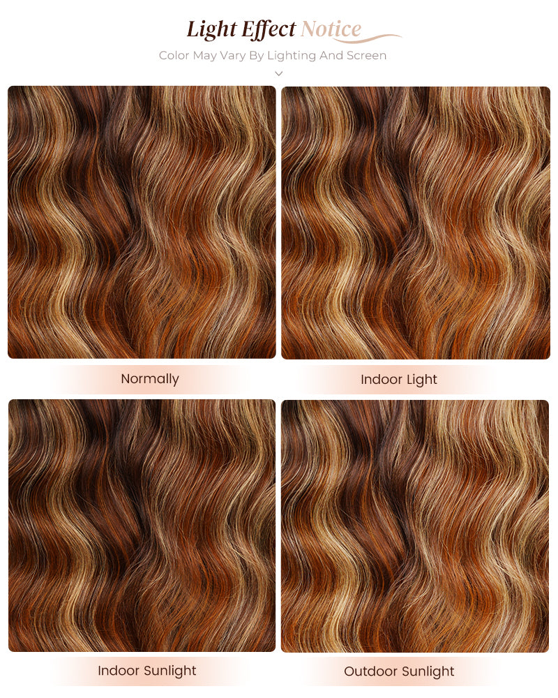 Arabella 6x5/13x6 Glueless Wig Brown Ombre Highlights Loose Body Wave Wig Pre-cut Lace Beginner Friendly