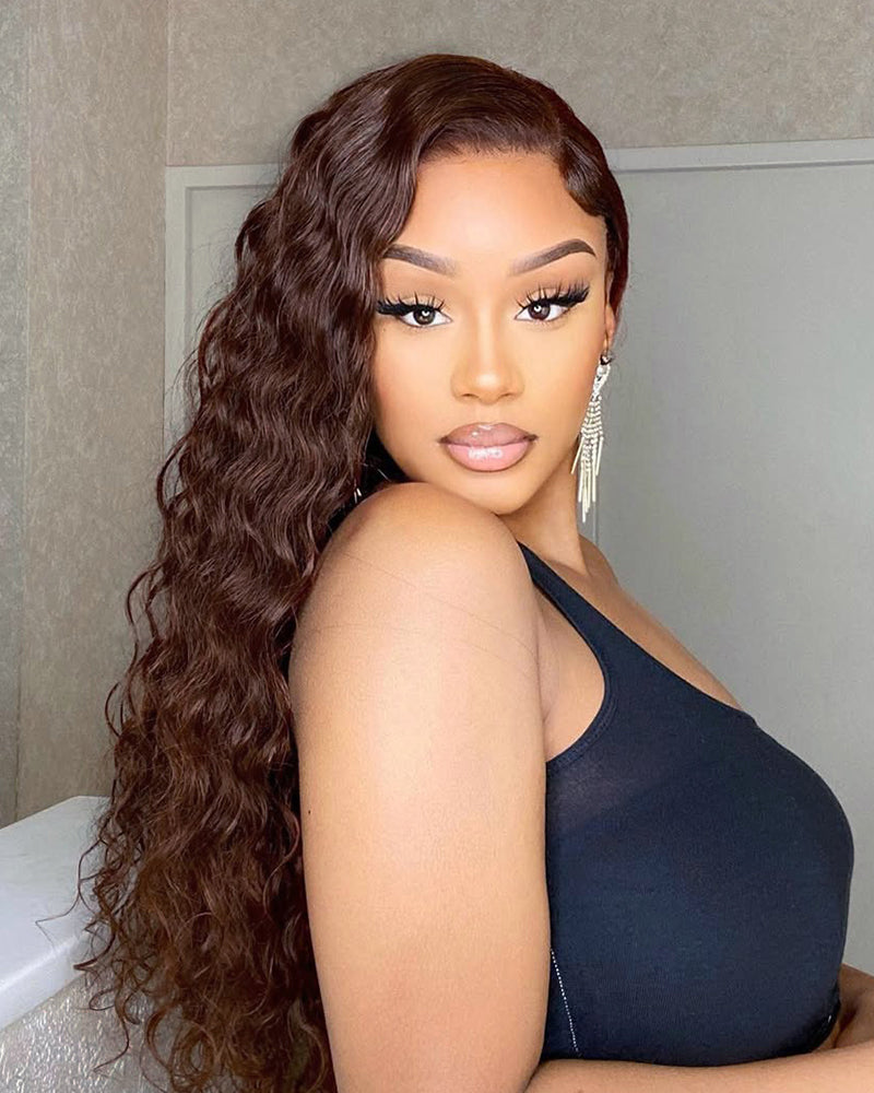 【$299 = 2 WIGS】Arabella 13x6 Three-Go™ Chocolate Brown Glueless Wig Bohemian Curl With Drawstring 100% Human Hair Wig
