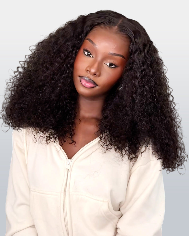 Arabella 13x6 Three-Go™ Glueless Wig Jerry Curly With Drawstring Natural Black 100% Human Hair Wig