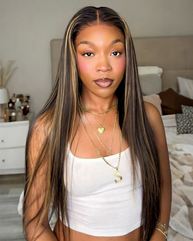 Arabella 13x6 Three-Go™ Balayage Highlight Glueless Wig Silky Straight With Drawstring 100% Human Hair Wig