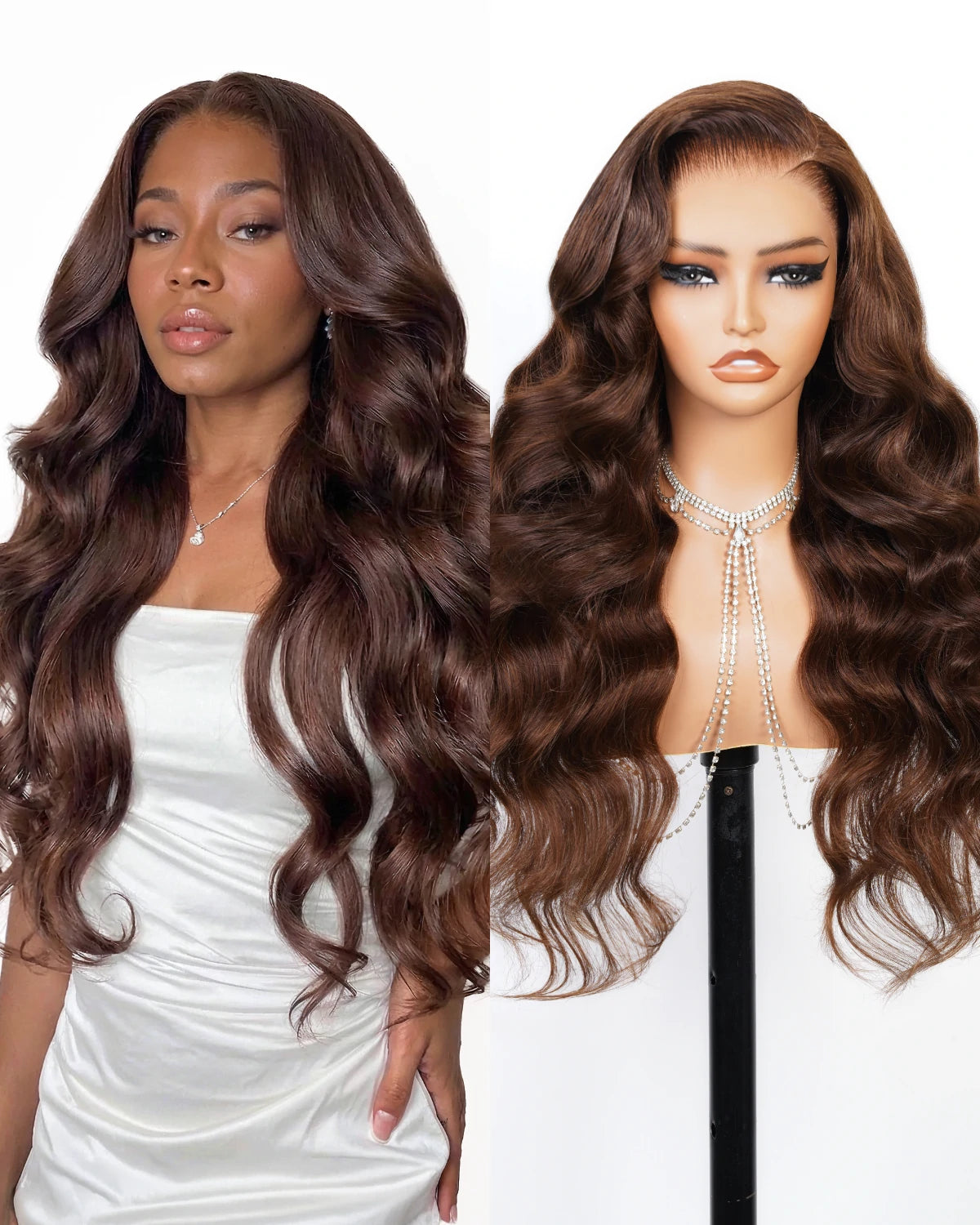 Arabella Zerowear™ HD Lace Chocolate Brown Glueless Wig Body Wave With Drawstring 100% Human Hair Wig