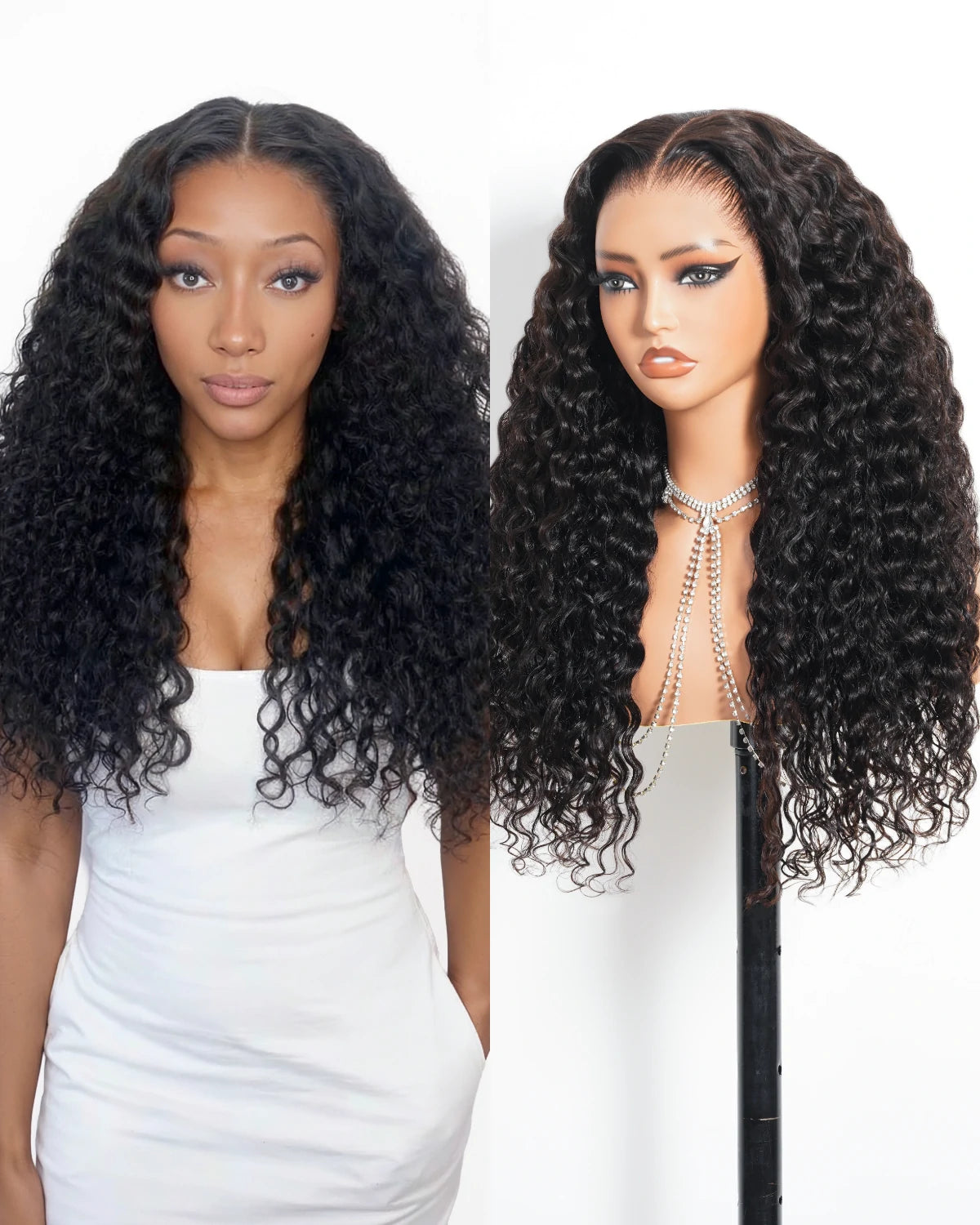 Arabella Zerowear™ HD Lace Glueless Wig Water Wave With Drawstring Natural Black 100% Human Hair Wig