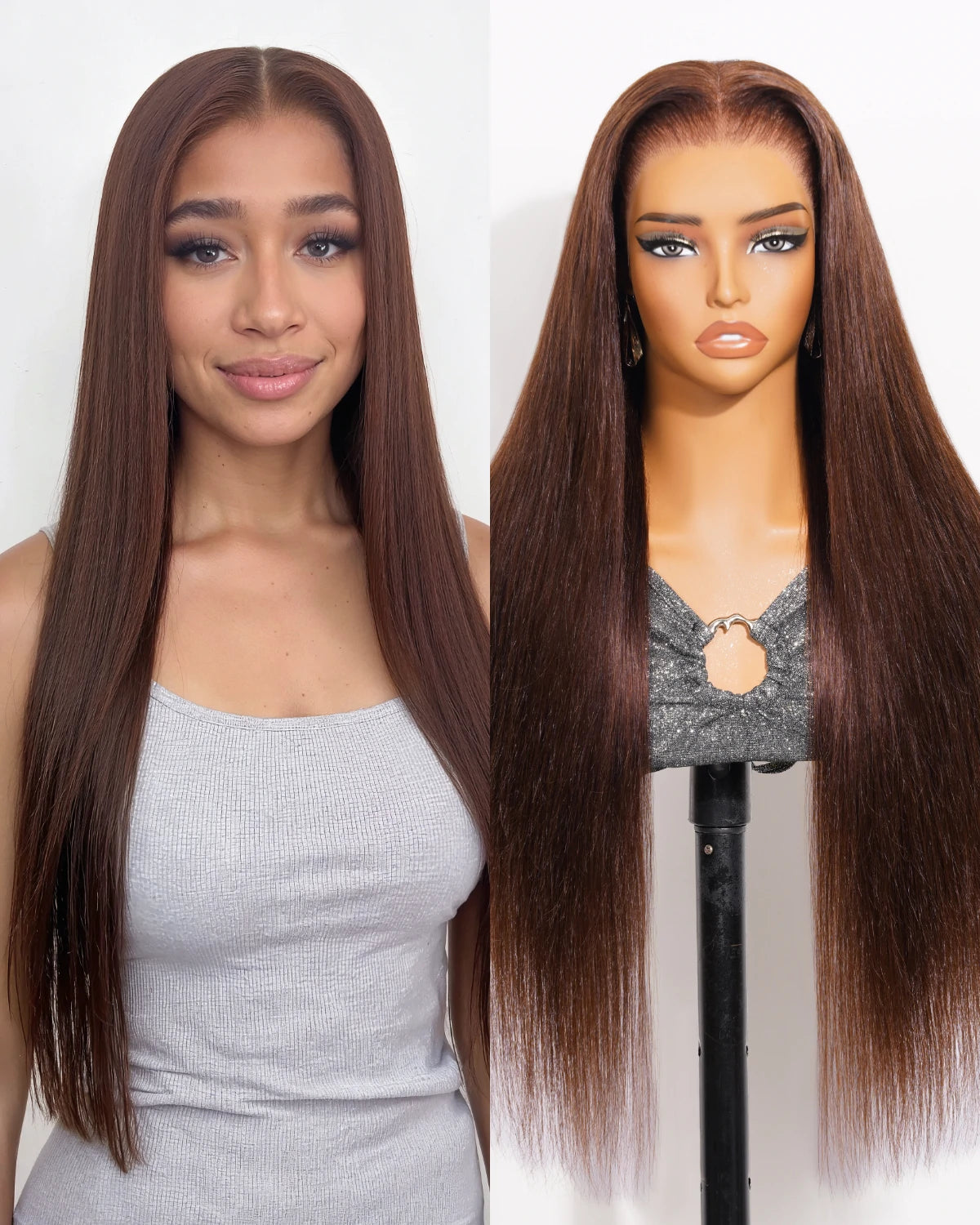 Arabella Zerowear™ HD Lace Chocolate Brown Glueless Wig Silky Straight With Drawstring 100% Human Hair Wig