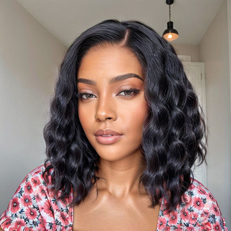 Arabella 6x5 invisible knots Glueless Deep Wave Wig Pre-cut Lace Natural Black Beginner Friendly