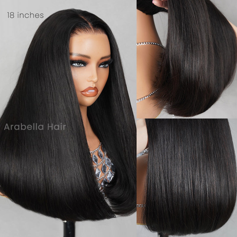 【Limited Design】Easy-Wear Glueless 6x5 Pre-Cut Lace Straight Wig With Bleached Knots - Human Hair In Natural Black With Color Choices
