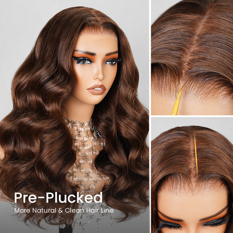 Arabella 6x5 invisible knots Glueless Chocolate Brown Wig Loose Body Wave Wig Pre-cut Lace Beginner Friendly