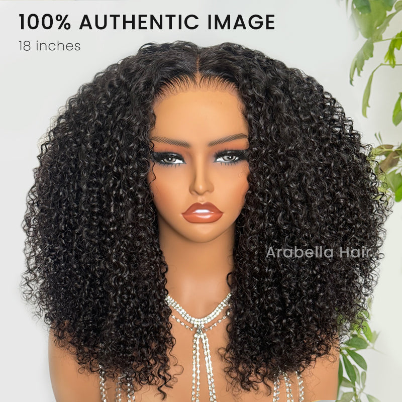 【Limited Design】Double Drawn 6-inch Deep Lace Easy-Wear Curly 3D Cap Pre-Plucked Natural Black Human Hair Wigs