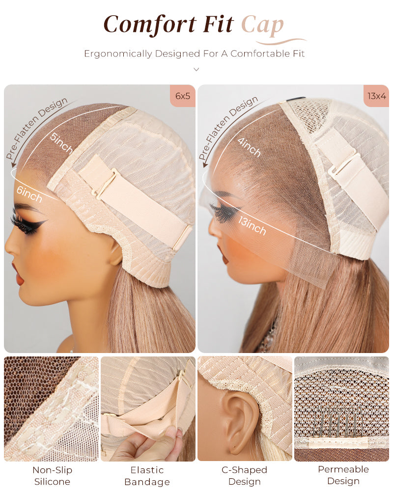 Arabella 6x5/13x4 Lace Glueless Milk Tea Brown Straight Wig Pre-cut Lace Beginner Friendly