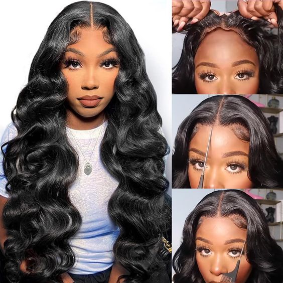 000Body Wave Natural Black Easy-Wear 10x6 Parting Max Lace Frontal Human Hair Wigs 180%
