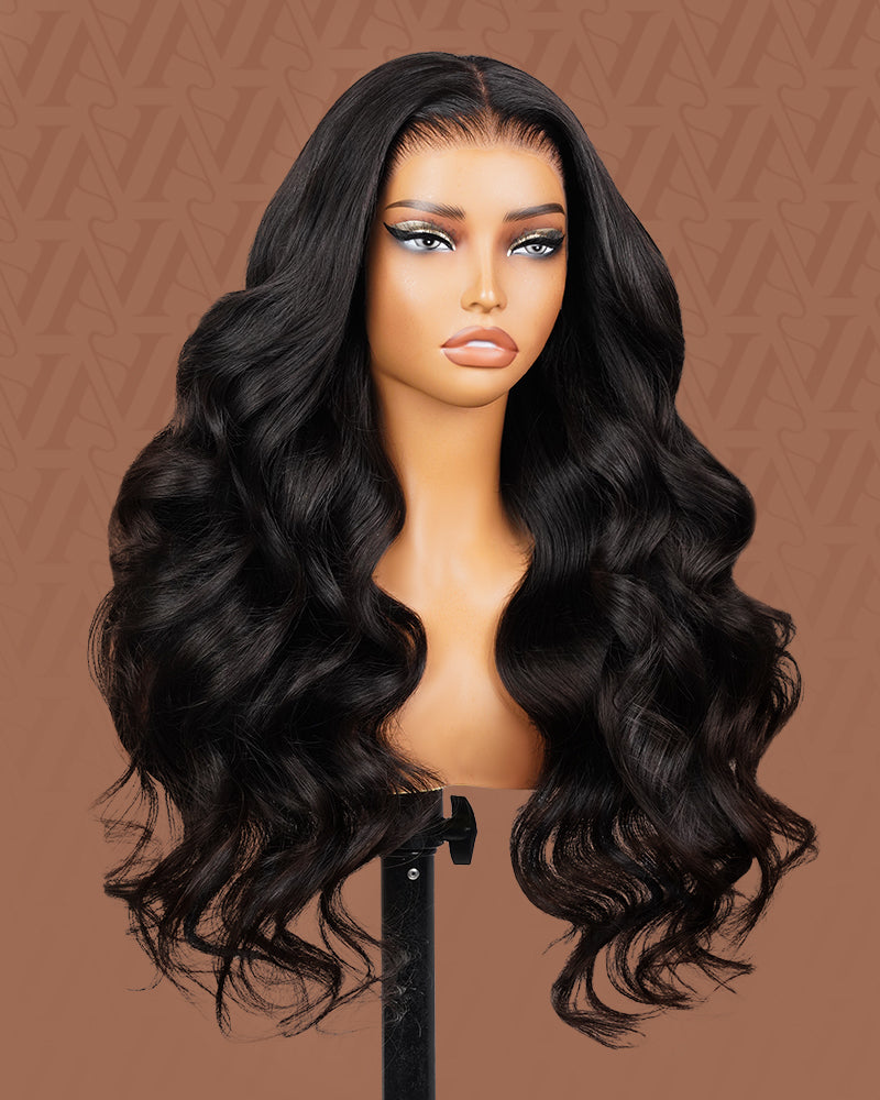Arabella 13x6 Three-Go™ Glueless Wig Body Wave With Drawstring Natural Black 100% Human Hair Wig