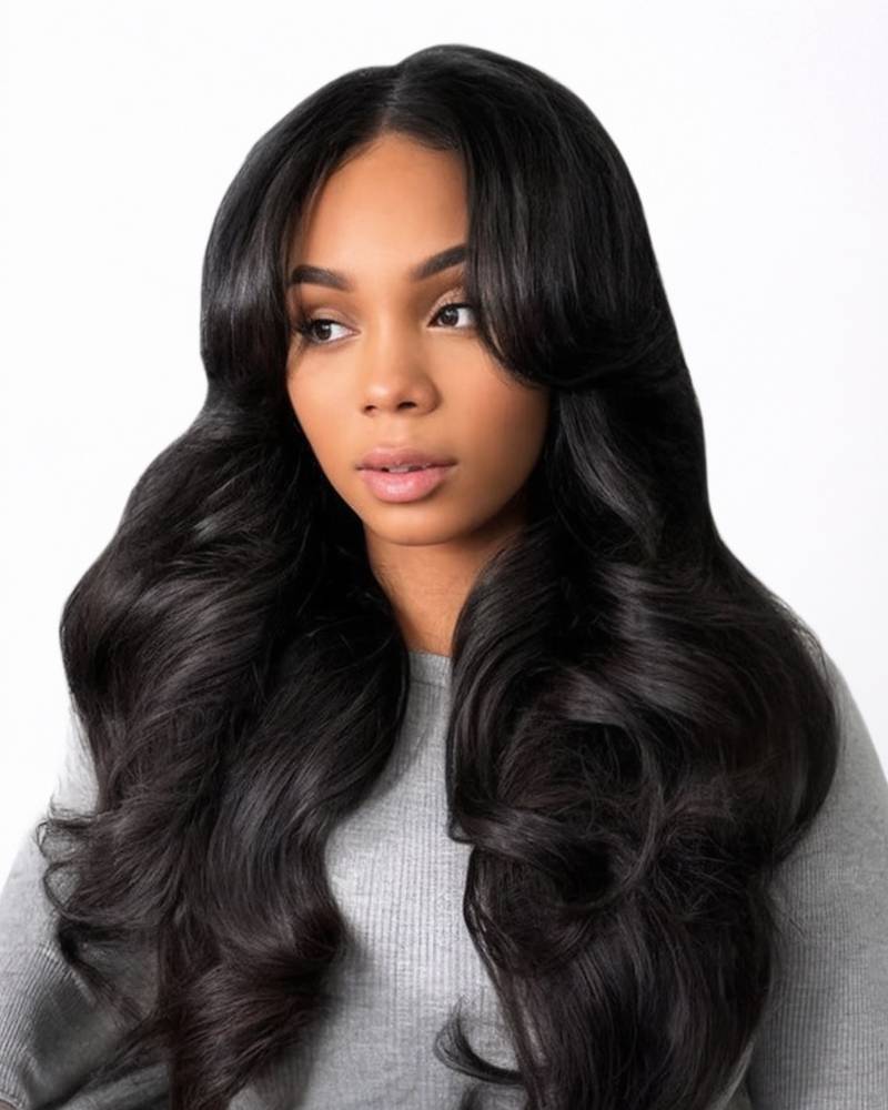 Arabella 6x5 invisible knots Glueless Loose Body Wave/Water Wave/Jerry Curly Wig Pre-cut Lace Natural Black Beginner Friendly