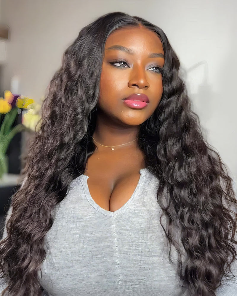 Arabella 13x6 Three-Go™ Glueless Extra Long Wig Bohemian Curl With Drawstring Natural Black 100% Human Hair Wig