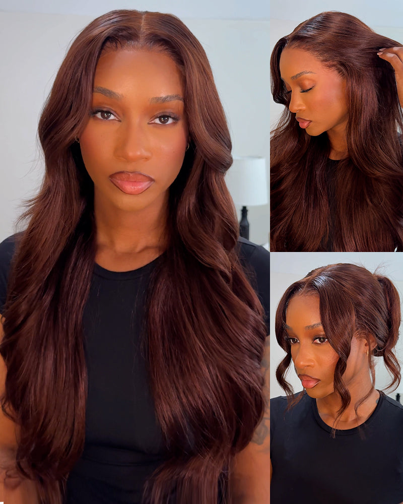 Arabella 13x6 Three-Go™ Extra Long Chocolate Brown Glueless Wig Body Wave With Drawstring 100% Human Hair Wig