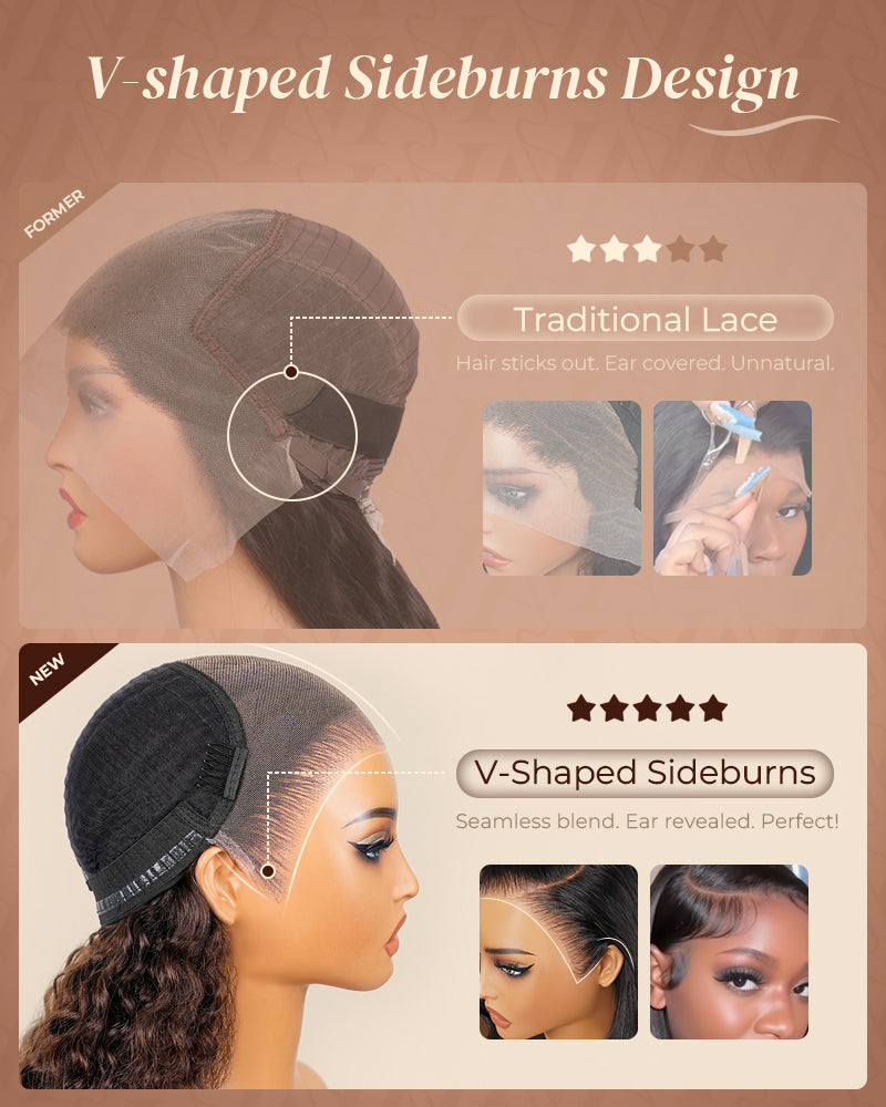 Pure-Luxe™ Dark Brown Colored Water Wave Pre-Cut 13x6 Lace Ultra-Dense Glueless Human Hair Wig