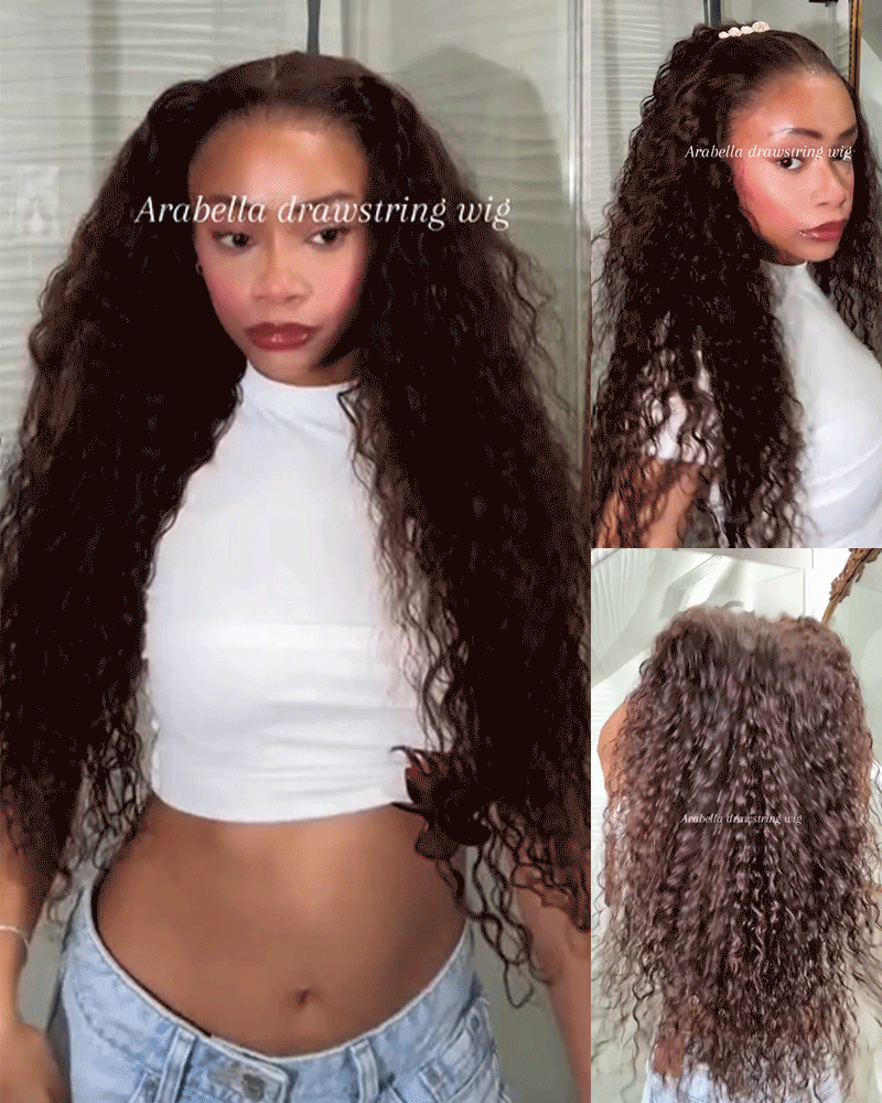 【Extra Long Wigs Sale】Arabella 13x6 Three-Go™ Glueless Wig Water Wave With Drawstring Natural Black 100% Human Hair Wig