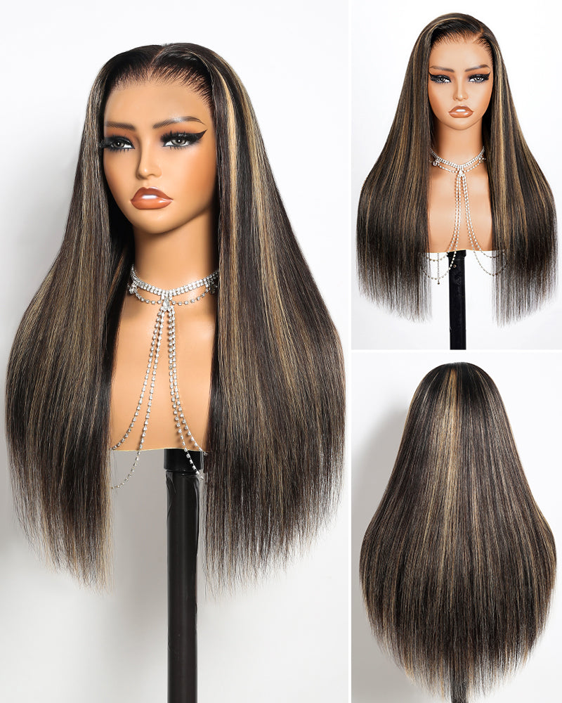 【$299 = 2 WIGS】Arabella 13x6 Three-Go™ Balayage Highlight Glueless Wig Silky Straight With Drawstring 100% Human Hair Wig