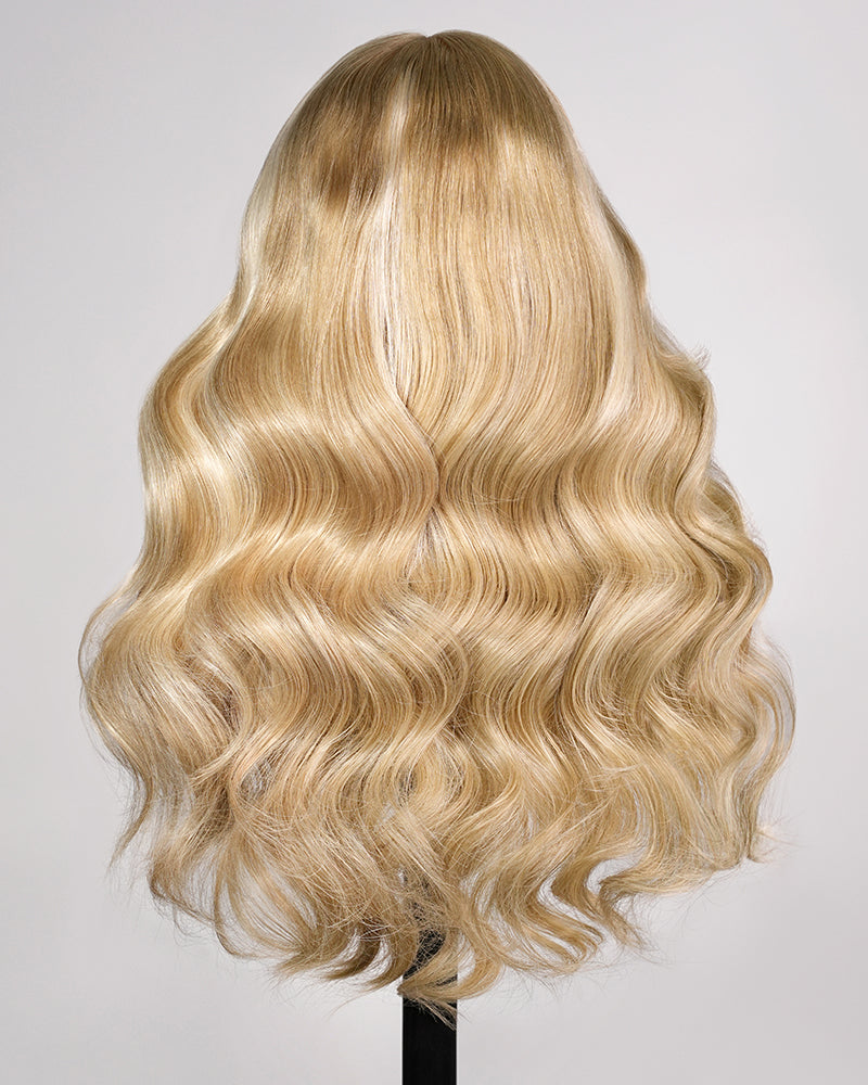 Arabella 13x6 Three-Go™ Extra Long Blonde Khaki Highlight Glueless Loose Body Wave With Drawstring 100% Human Hair Wig