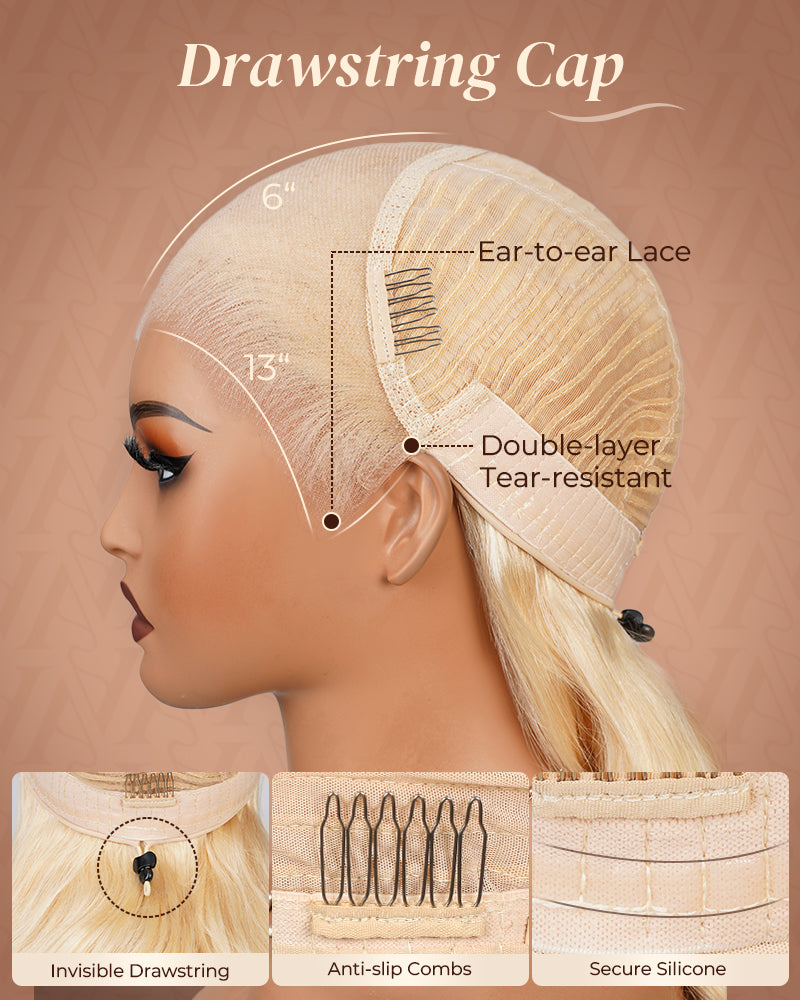 Arabella 13x6 Three-Go™ Glueless Blonde Highlight Loose Body Wave/Silky Straight Wig With Drawstring For Beginner