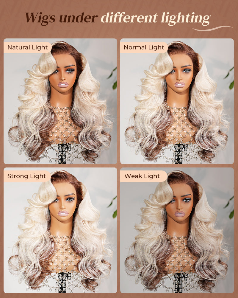 Arabella 13x6 Three-Go™ Blonde and Brown Ombre Glueless Wig Loose Body Wave With Drawstring