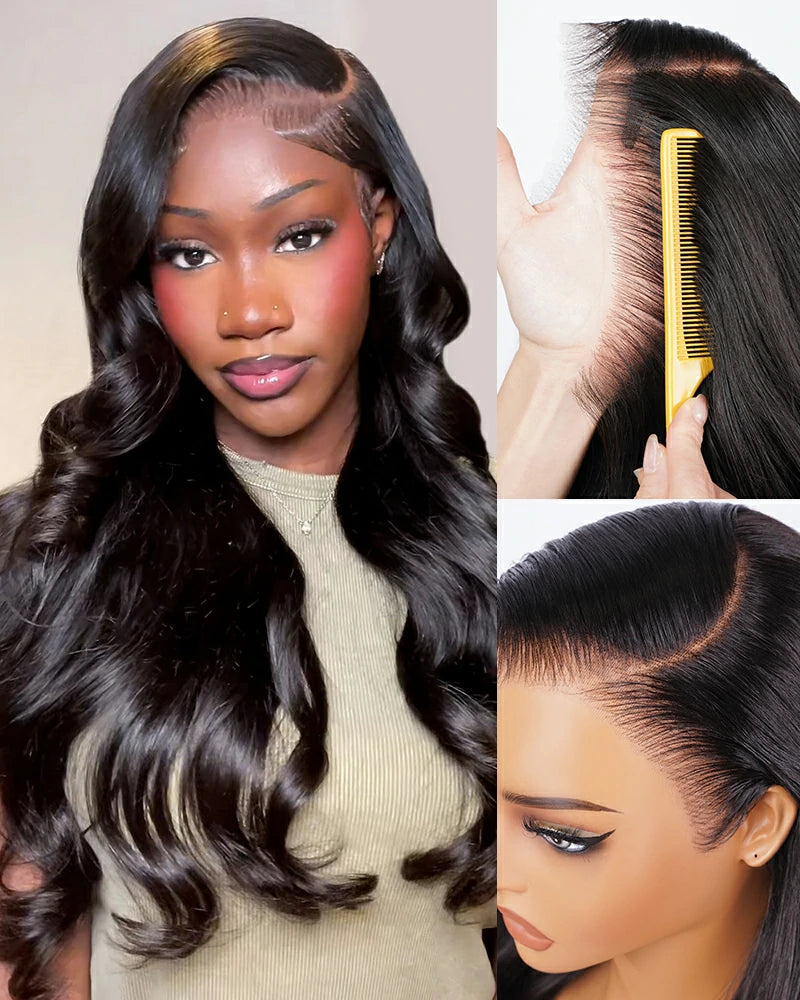 Arabella 13x6 Three-Go™ Glueless Extra Long Wig Body Wave With Drawstring Natural Black 100% Human Hair Wig