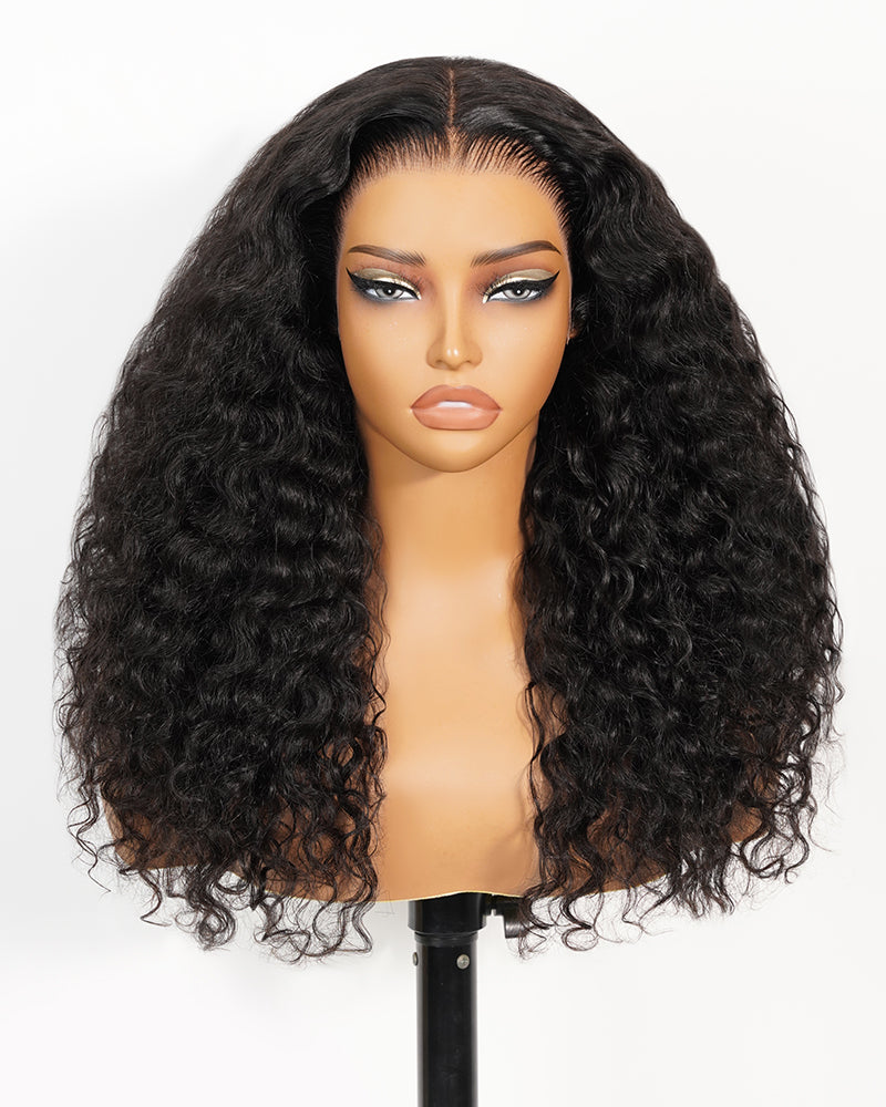Value Set | Arabella 13x6 Three-Go™ Glueless Wig Water Wave With Drawstring Natural Black 100% Human Hair Wig