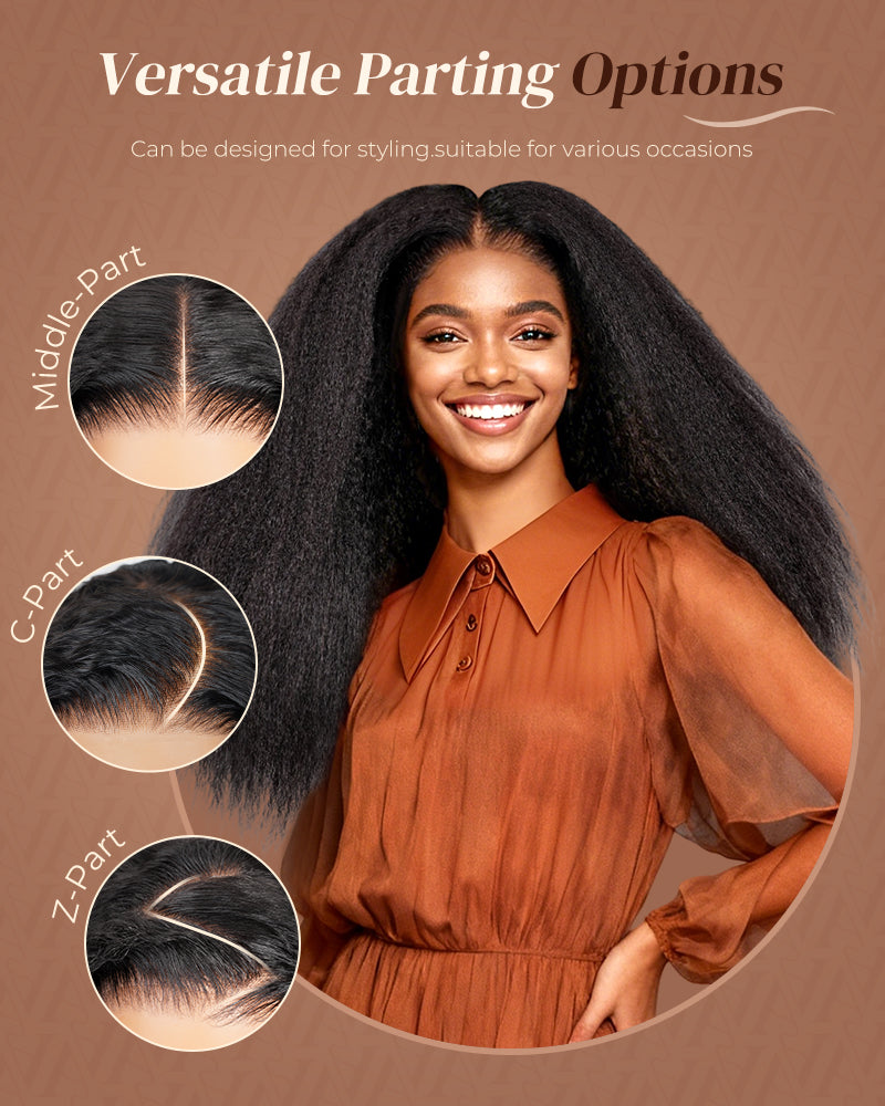 Arabella 13x6 Three-Go™ Glueless Wig Yaki Straight Natural Black With Drawstring