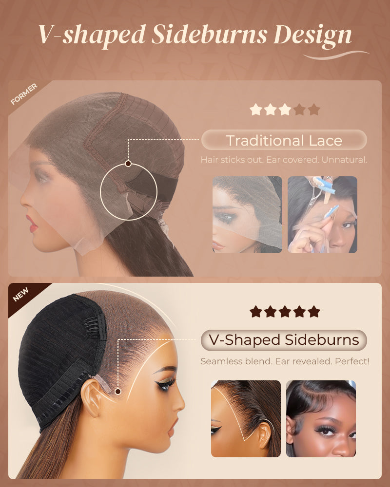 Pure-Luxe™ Airtouch Balayage Caramel Highlights Ombre Color Blowout In Wavy Pre-Cut 13x6 Lace Ultra-Dense Glueless Human Hair Wig
