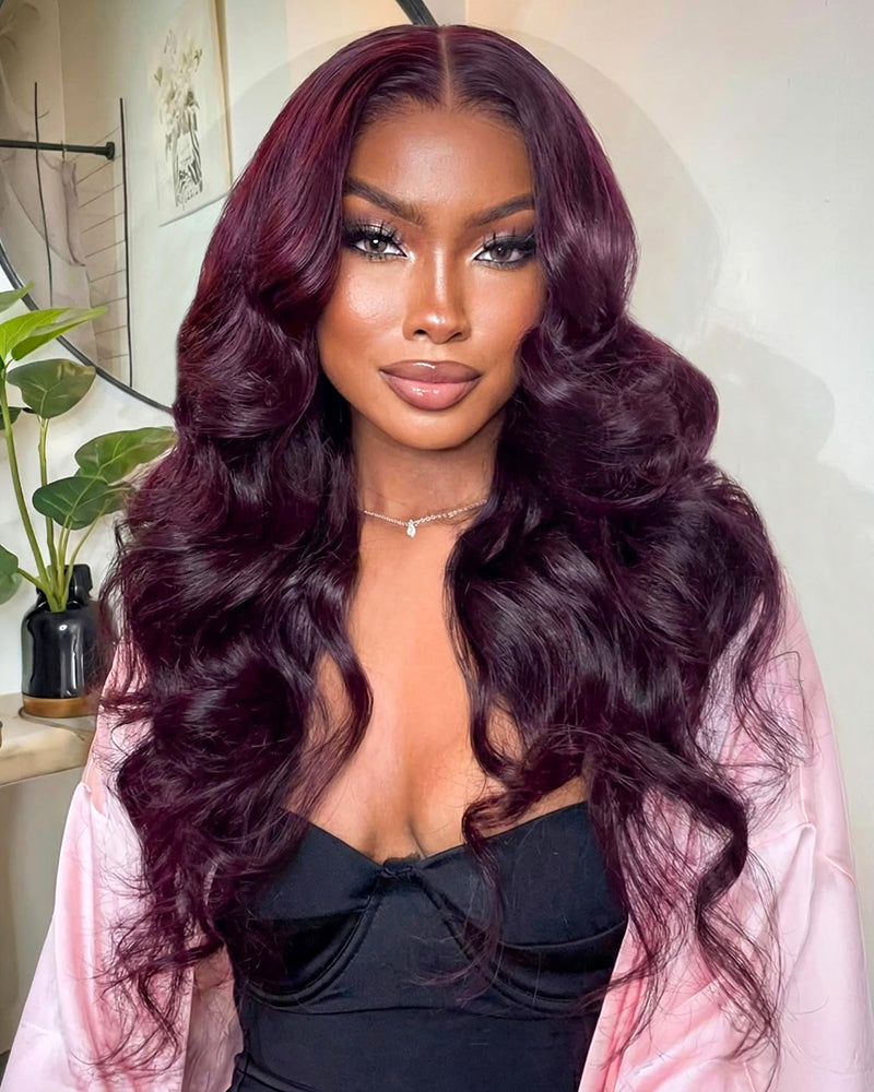 Arabella 13x6 Three-Go™ Dark Plum Glueless Wig Body Wave With Drawstring 100% Human Hair Wig