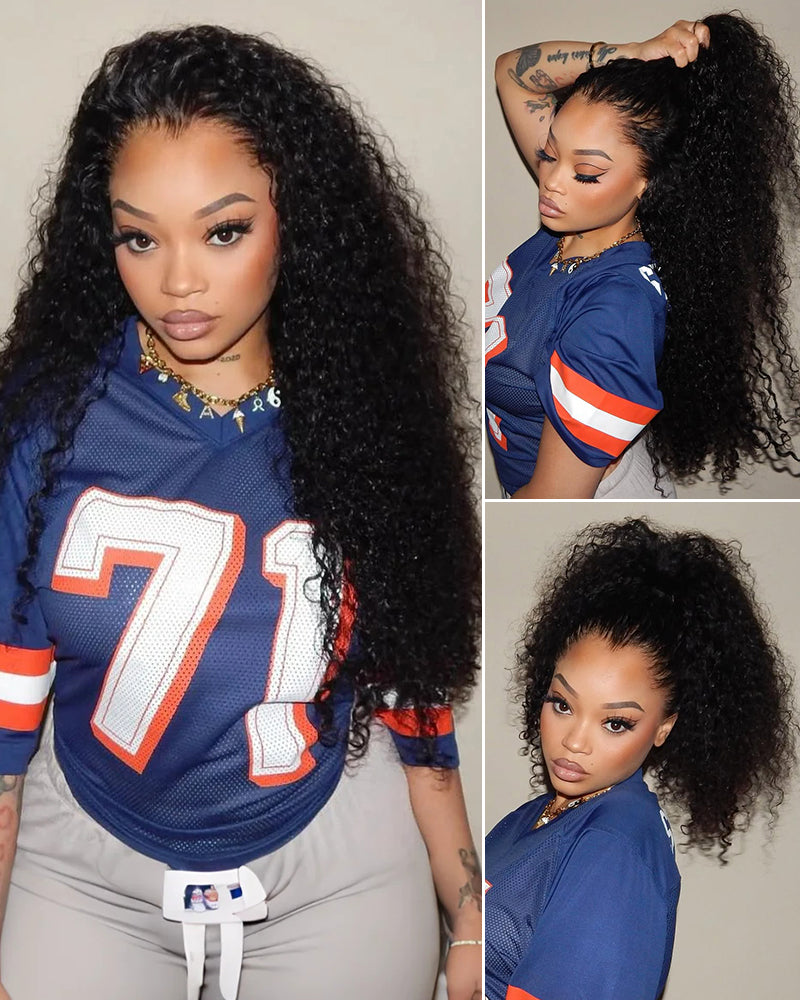 Value Set | Arabella 13x6 Three-Go™ Glueless Wig Water Wave With Drawstring Natural Black 100% Human Hair Wig