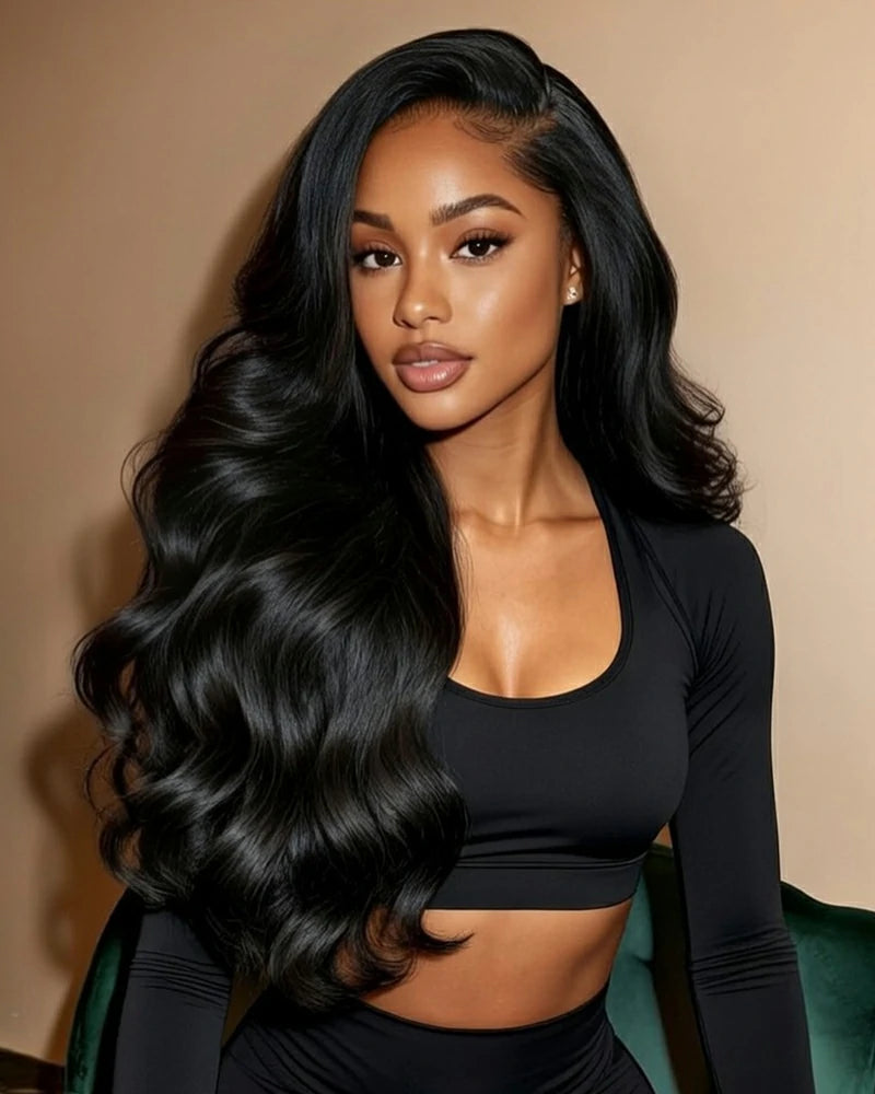 Arabella 13x6 Three-Go™ Glueless Extra Long Wig Body Wave With Drawstring Natural Black 100% Human Hair Wig
