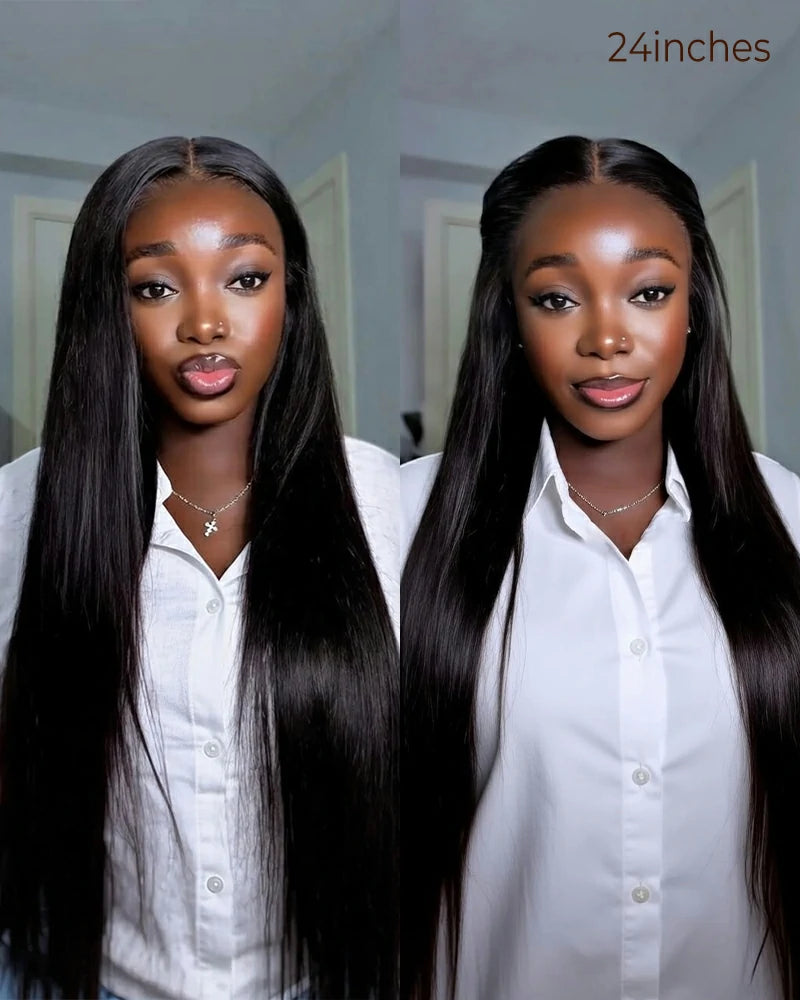 arabella 24 inches long straight black wig,13x6 lace wig with part in the middle,this is glueless wig near me